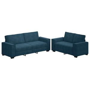 vidaXL 2-tlg. Sofagarnitur mit Kissen Blau Samt