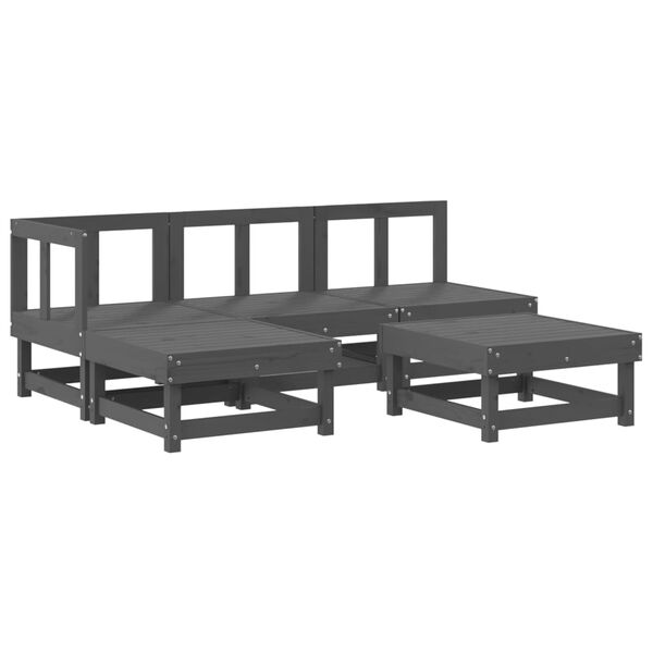 vidaXL 5-tlg. Garten-Lounge-Set Grau Massivholz Kiefer