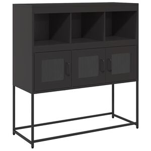 vidaXL Sideboard Schwarz 100,5x39x107 cm Kaltgewalzter Stahl