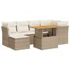 vidaXL 7-tlg. Garten-Sofagarnitur mit Kissen Beige Poly Rattan