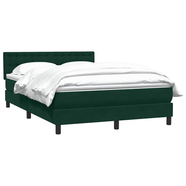 vidaXL Boxspringbett mit Matratze Dunkelgr&uuml;n 140x210 cm Samt