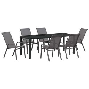 vidaXL Garten Essgruppe 7 pcs Grau und Schwarz