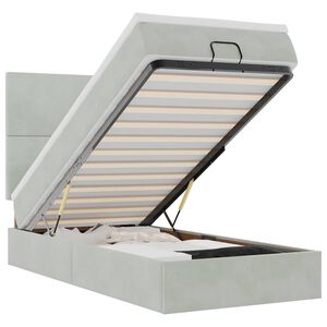 vidaXL Ottoman-Bett mit Matratzen & LEDs Hellgrau 100x200 cm Samt