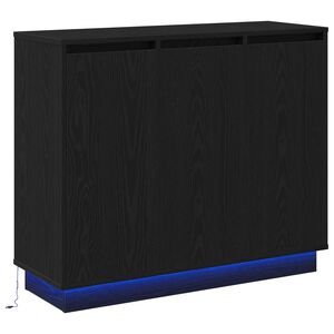 vidaXL LED-Sideboard Schwarz Eichen-Optik 90 x 32 x 75 cm