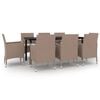 vidaXL 9-tlg. Garten-Essgruppe mit Auflagen Poly Rattan und Glas