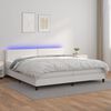 vidaXL Boxspringbett mit Matratze & LED Weiß 200x200 cm Kunstleder
