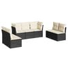 vidaXL 7-tlg. Garten-Sofagarnitur mit Kissen Schwarz Poly Rattan