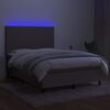 vidaXL Boxspringbett mit Matratze & LED Taupe 140x190 cm Stoff