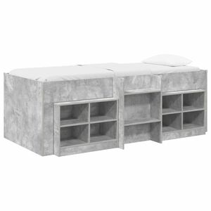vidaXL Loft Bettgestell mit Schrank 3 Stk. Betongrau Holzwerkstoff