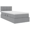 vidaXL Bett mit Stauraum und LED mit LED Hellgrau 90 x 190 cm Stoff