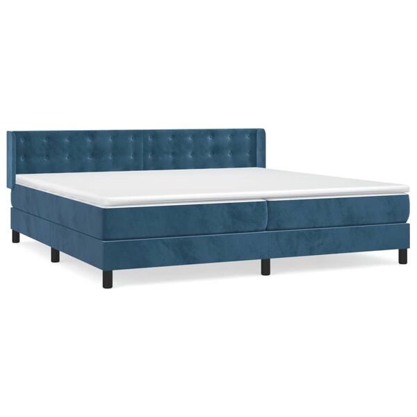 vidaXL Boxspringbett mit Matratze Dunkelblau 200x200 cm Samt