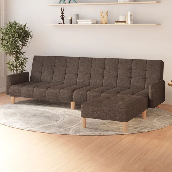 vidaXL Schlafsofa 2-Sitzer mit Fu&szlig;hocker Taupe Stoff