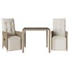 vidaXL 3-tlg. Garten-Bistro-Set mit Kissen Beige Poly Rattan