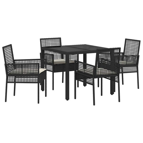 vidaXL Garten Essgruppe 5 pcs Schwarz Poly-Rattan