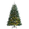 vidaXL K&uuml;nstlicher Weihnachtsbaum Klappbar 300 LEDs & Kugeln 210 cm