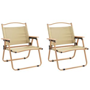 vidaXL Campingst&uuml;hle 2 Stk. Beige 54x43x59 cm Oxford-Gewebe