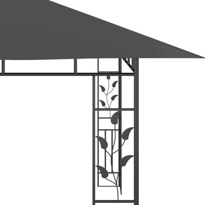 vidaXL Pavillon mit Moskitonetz & LED-Lichterkette 4x3x2,73m Anthrazit