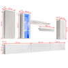 VidaXL 8-tlg. TV-Wohnwand-Set mit LED-Leuchten Hochglanz-Weiß