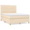 vidaXL Boxspringbett mit Matratze Creme 140x200 cm Stoff