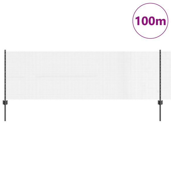 vidaXL Zaun mit Pfosten Grau 0,8 x 100 m Stahl und PVC