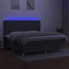 vidaXL Boxspringbett mit Matratze & LED Dunkelgrau 200x200 cm Stoff