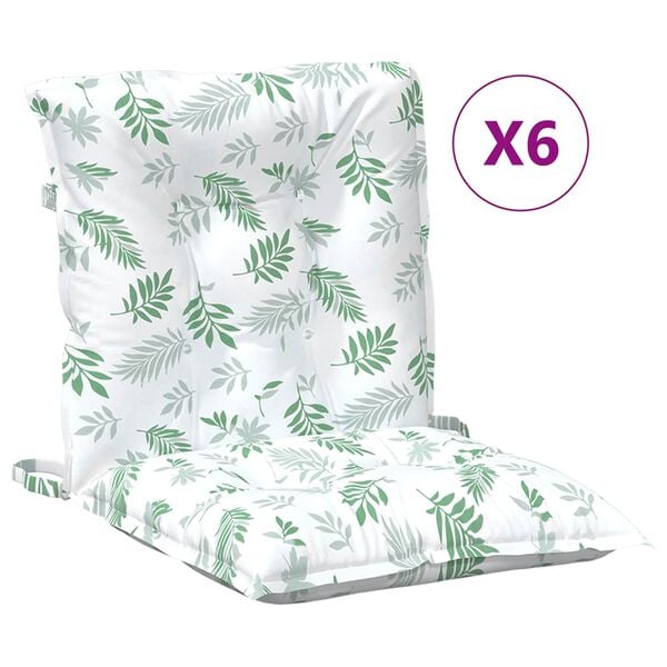 vidaXL Lowback Stuhlpolster Blatt 6 pcs Wei&szlig; 100 x 50 x 7 cm Oxford