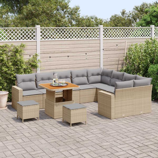 vidaXL Garten-Sofa-Set 12 pcs Beige Poly-Rattan
