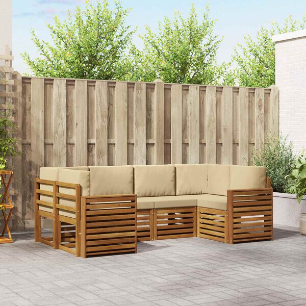 vidaXL Sofagarnituren 6 pcs Natur und Beige Massivholz Akazie