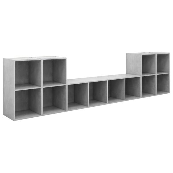 vidaXL 5-tlg. TV-Schrank-Set Betongrau Holzwerkstoff