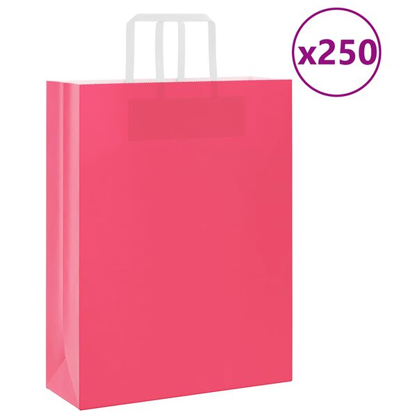 vidaXL Papiertragetaschen 250 Stk. mit Henkeln Rosa 32x12x42 cm