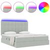 vidaXL Bett mit LED-Lichtleisten Hellgrau 180 x 200 cm Samt