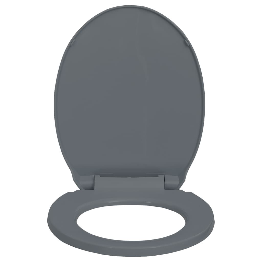 vidaXL Toilettensitz mit Absenkautomatik Hellgrau Oval WC Sitz Toilettendeckel 