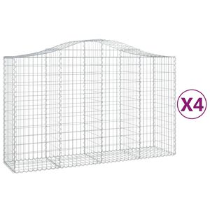 vidaXL Gabionen mit Hochbogen 4 Stk. 200x50x120/140cm Verzinktes Eisen