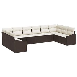vidaXL Sofa Set mit Kissen 10 pcs Braun Poly-Rattan