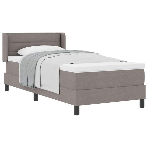 vidaXL Boxspringbett mit Matratze Taupe 200 x 90 cm Polyester