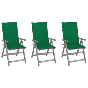 vidaXL Verstellbare Gartenst&uuml;hle 3 Stk. mit Auflagen Massivholz Akazie