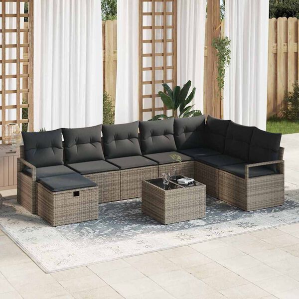 vidaXL Sofa Set mit Kissen 6 pcs Poly-Rattan