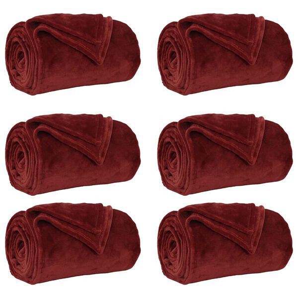 vidaXL Wohndecken 6 pcs Bordeauxrot 220 x 240 cm Fleece
