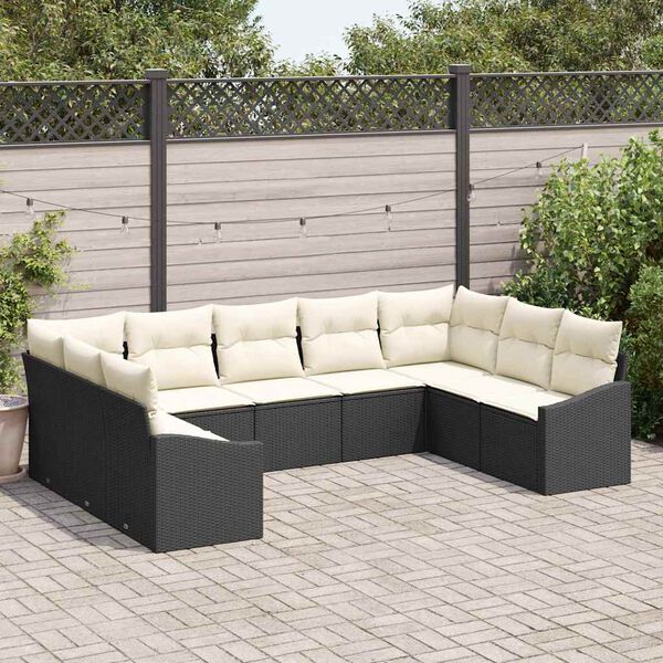 vidaXL Garten-Sofa-Set 9 pcs Schwarz Poly Rattan
