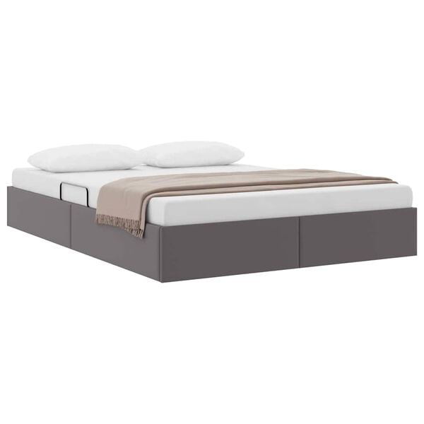 vidaXL Aufbewahrungsbett mit Matratze Grau 140 x 190 cm Kunstleder