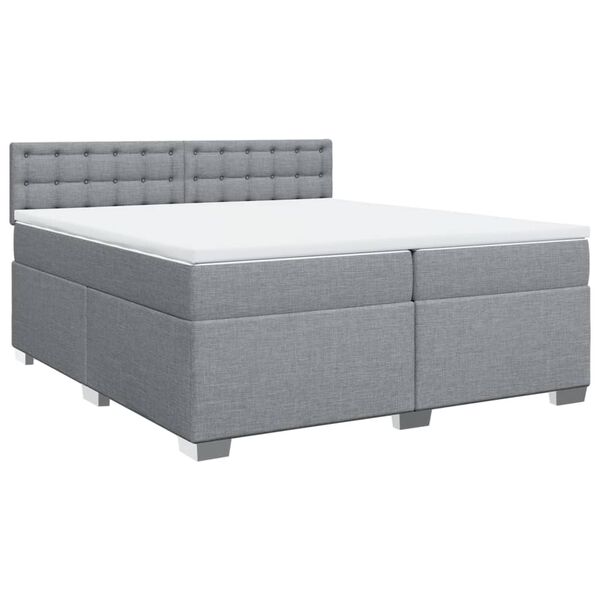 vidaXL Boxspringbett mit Matratze Hellgrau 200x200 cm Stoff