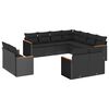 vidaXL 11-tlg. Garten-Sofagarnitur mit Kissen Schwarz Poly Rattan