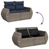 vidaXL 11-tlg. Garten-Sofagarnitur mit Kissen Grau Poly Rattan