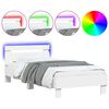 vidaXL Bettgestell mit Kopfteil und LED-Leuchten Wei&szlig; 75x190 cm