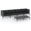 vidaXL 5-tlg. Garten-Lounge-Set mit Kissen Poly Rattan Dunkelgrau