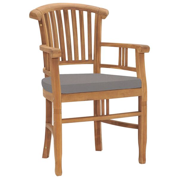 vidaXL Gartenst&uuml;hle 2 Stk. mit Dunkelgrauen Kissen Teak Massivholz