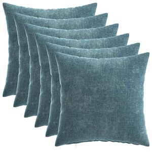 vidaXL Kissenbezug 6 stk. HEERLEN Blau 40 x 40 cm Chenille-Stoff