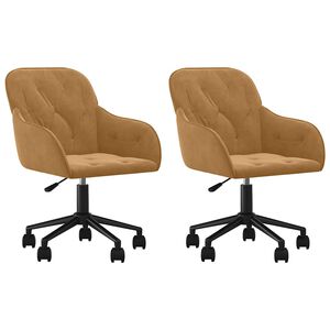 vidaXL Esszimmerst&uuml;hle 2 Stk. Drehbar Braun Samt