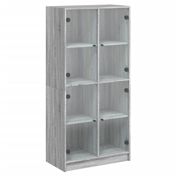 vidaXL Highboard mit Türen Grau Sonoma 68x37x142 cm Holzwerkstoff