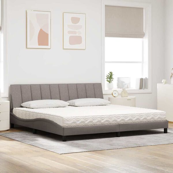 vidaXL Bett mit Matratze "Hanko" Taupe 200x200 cm Stoff